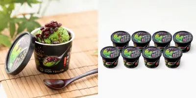 祇園辻利（黒蜜と甘納豆の抹茶アイス）