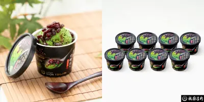 祇園辻利（黒蜜と甘納豆の抹茶アイス）